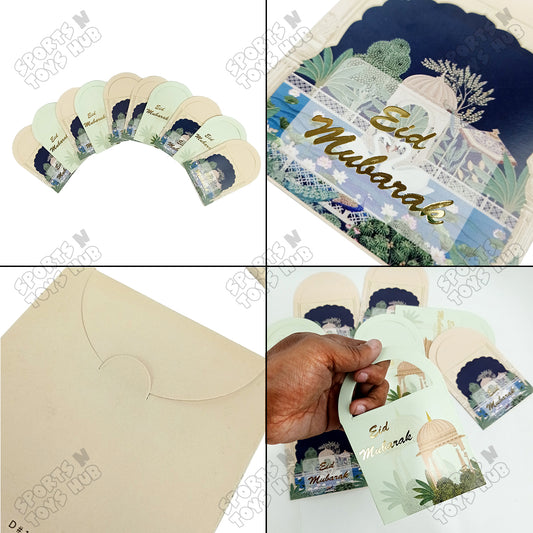Mini Printed Mosque Eid Mubarak Kids Money Envelope Assorted Prints - Pack of 10