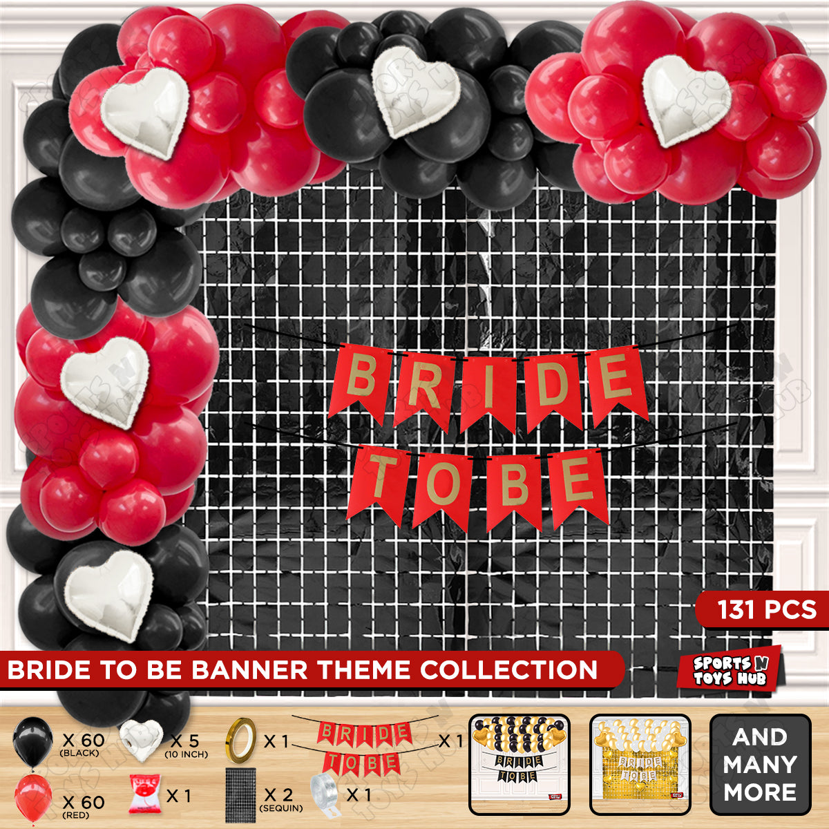 Bride To Be Card Banner Theme Collection - Red & Black