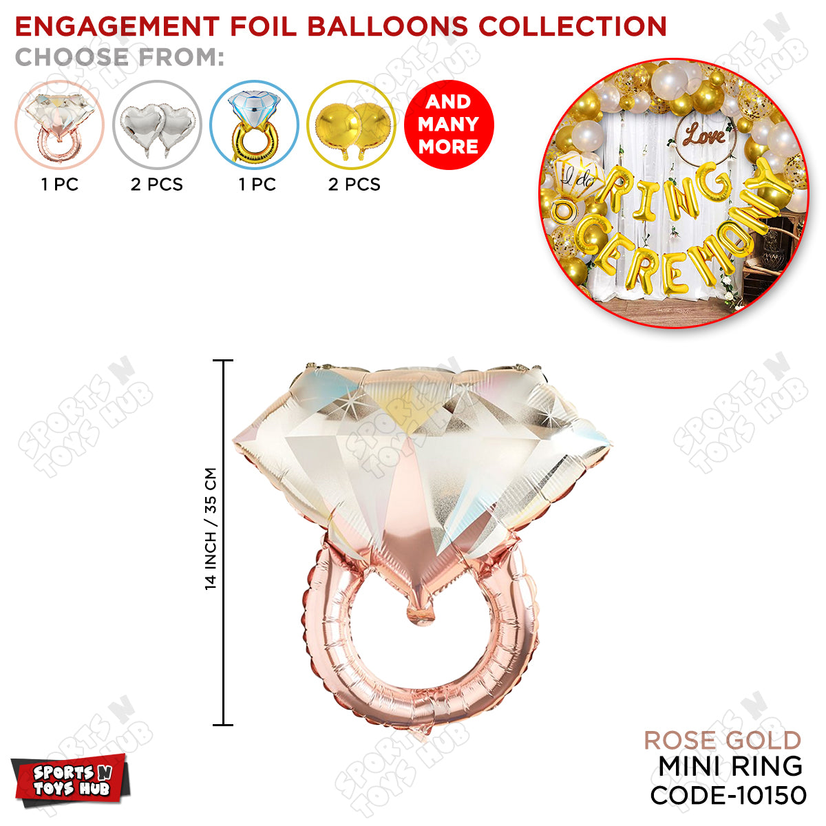 Rosegold Mini Engagement Ring Gold Foil Balloon