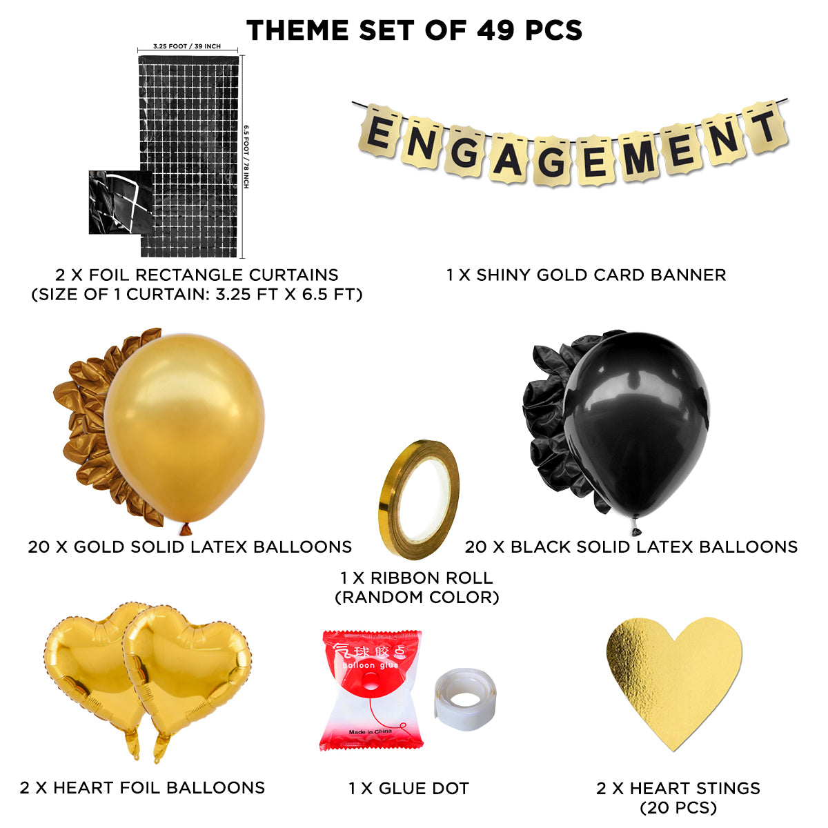 Engagement Shinny Gold Card Banner Theme With Rectangle Curtain