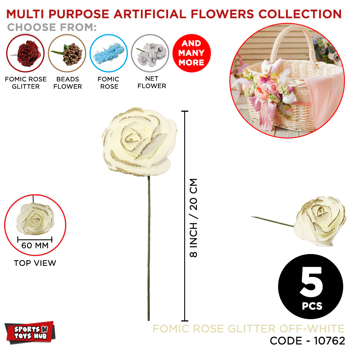 60 MM Multi Purpose Artificial Fomic Rose Flower Collection