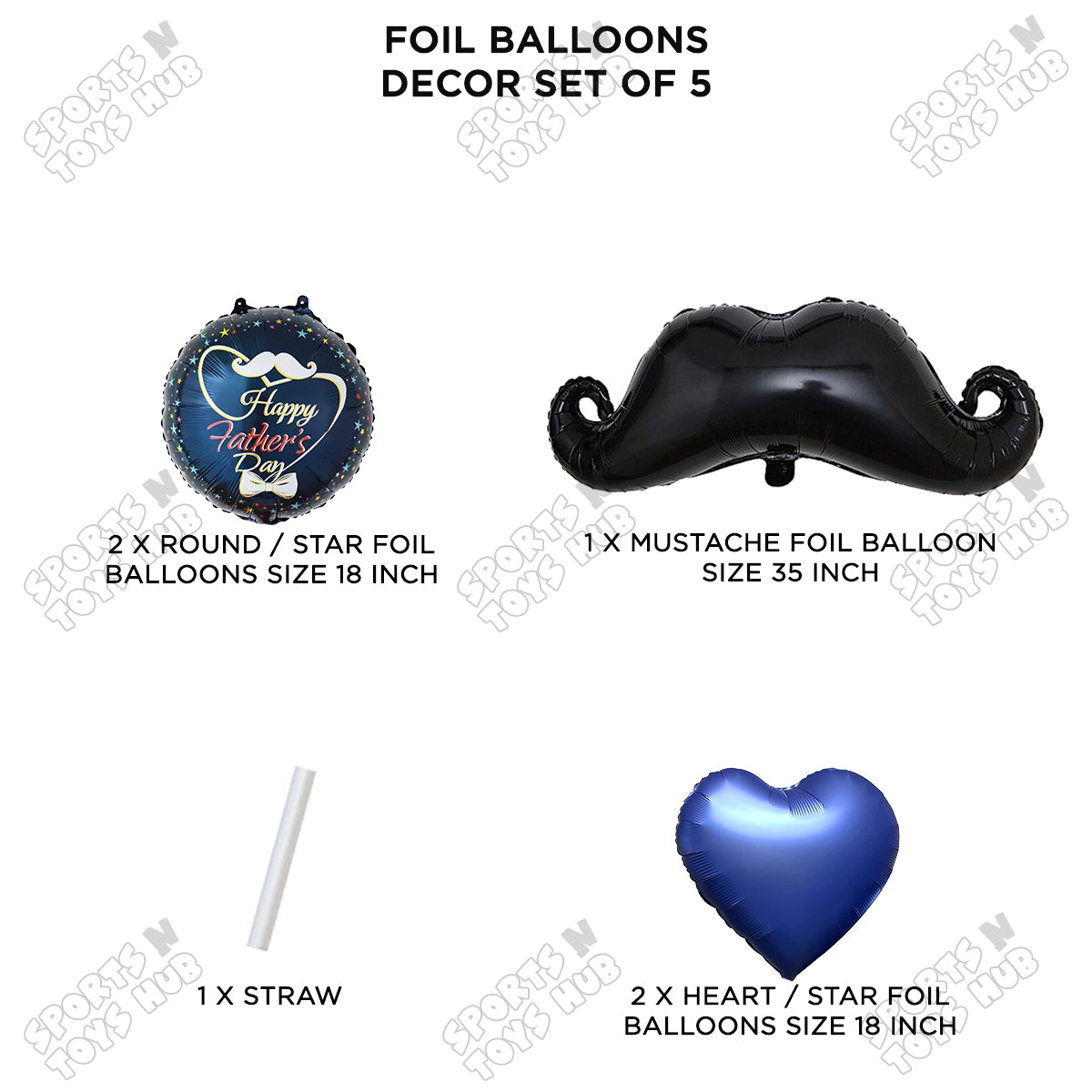 Fathers Day Foil Balloon With Moustache Set