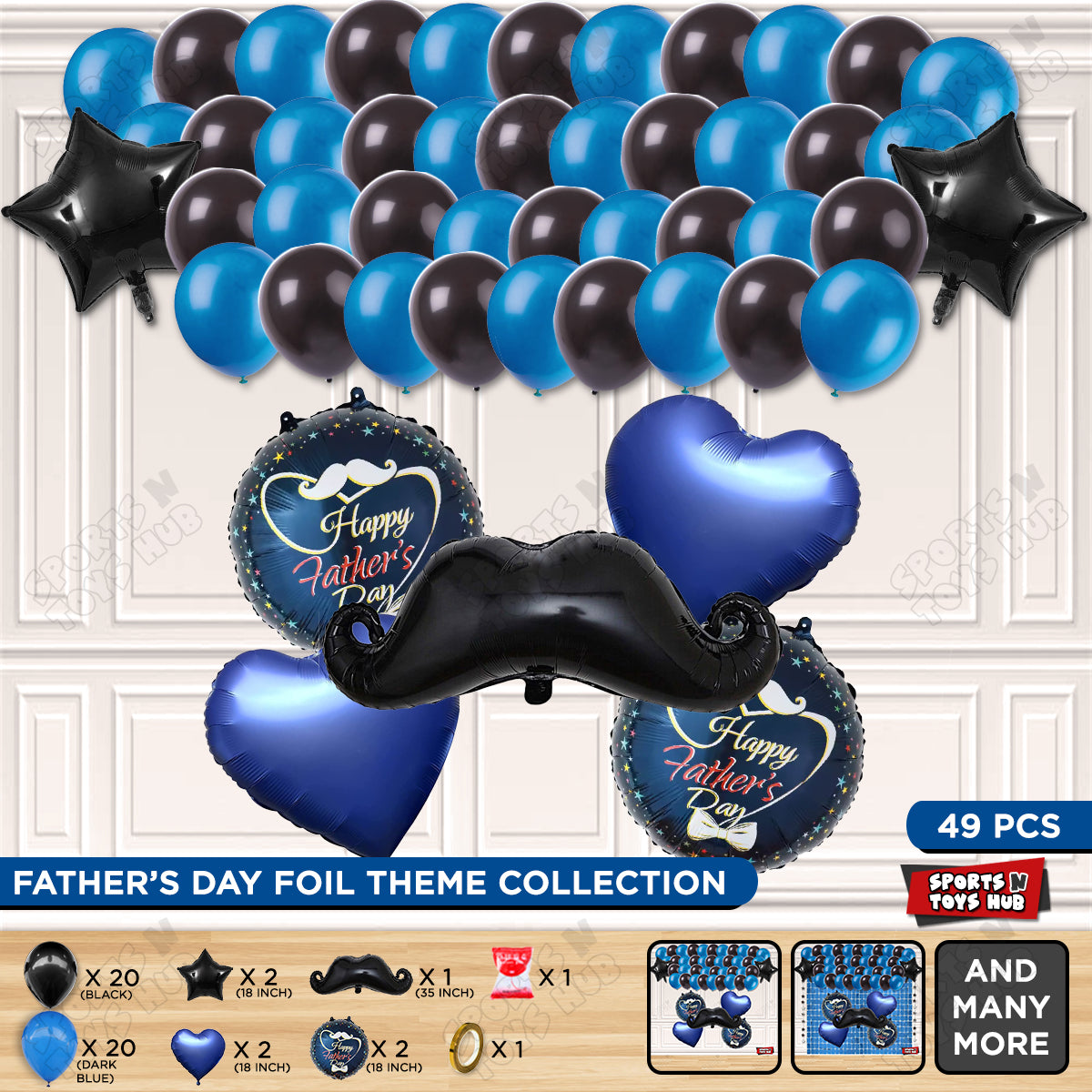 Fathers Day Foil Balloon Set Garland Theme - Pack Of 49