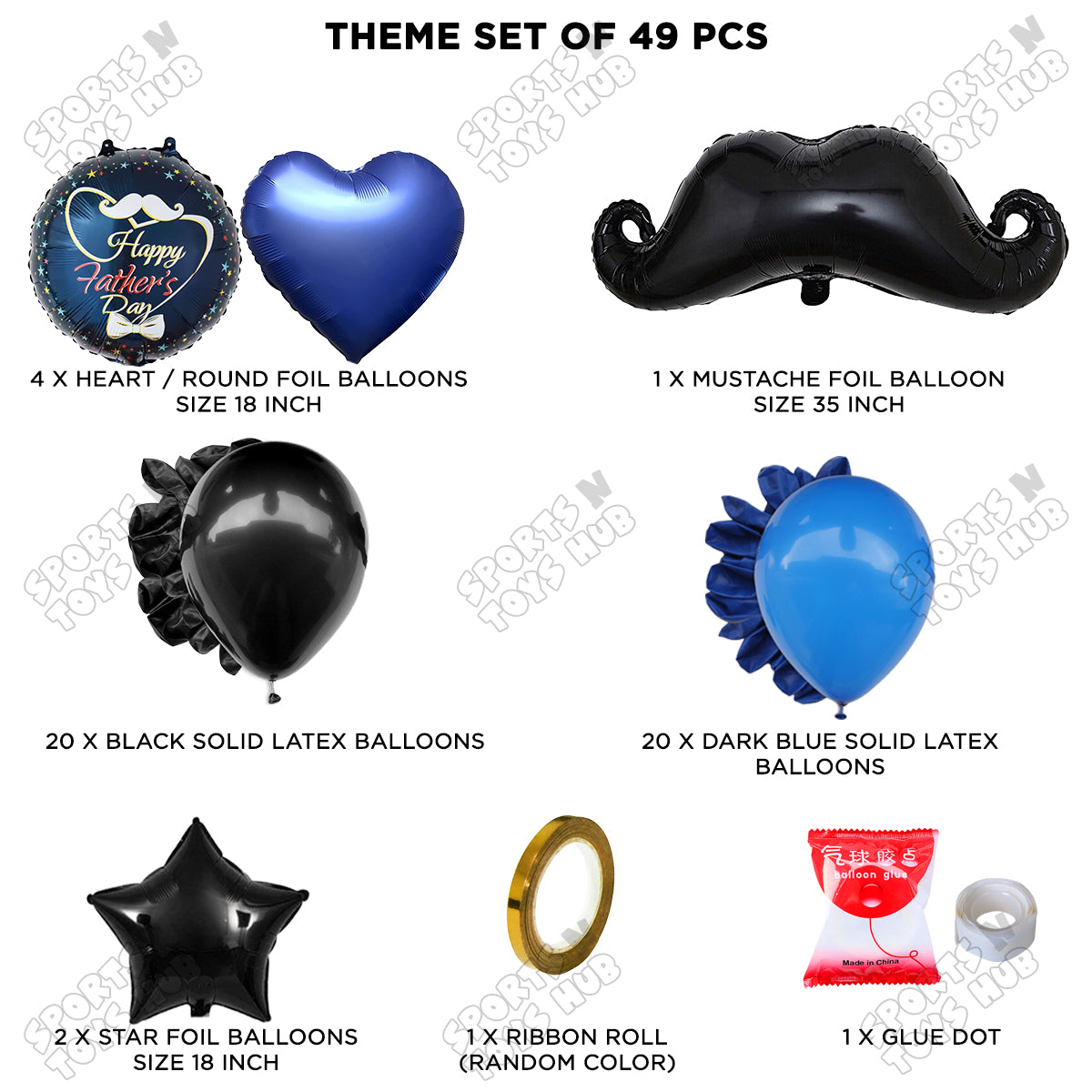 Fathers Day Foil Balloon Set Garland Theme - Pack Of 49