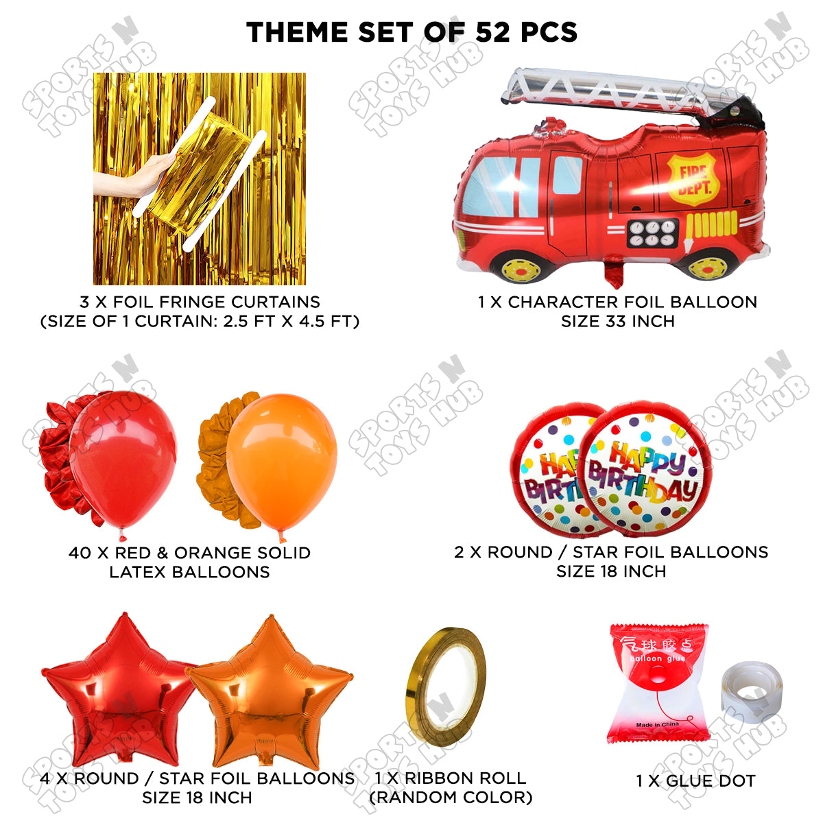 Fire Truck Foil Balloon Theme Collection