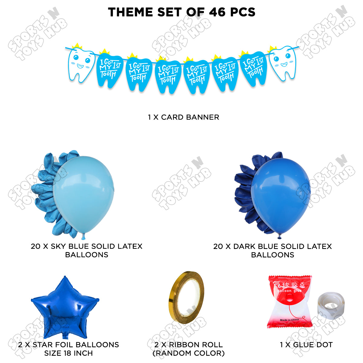 I Got My First Tooth Card Banner Garland Theme - Blue