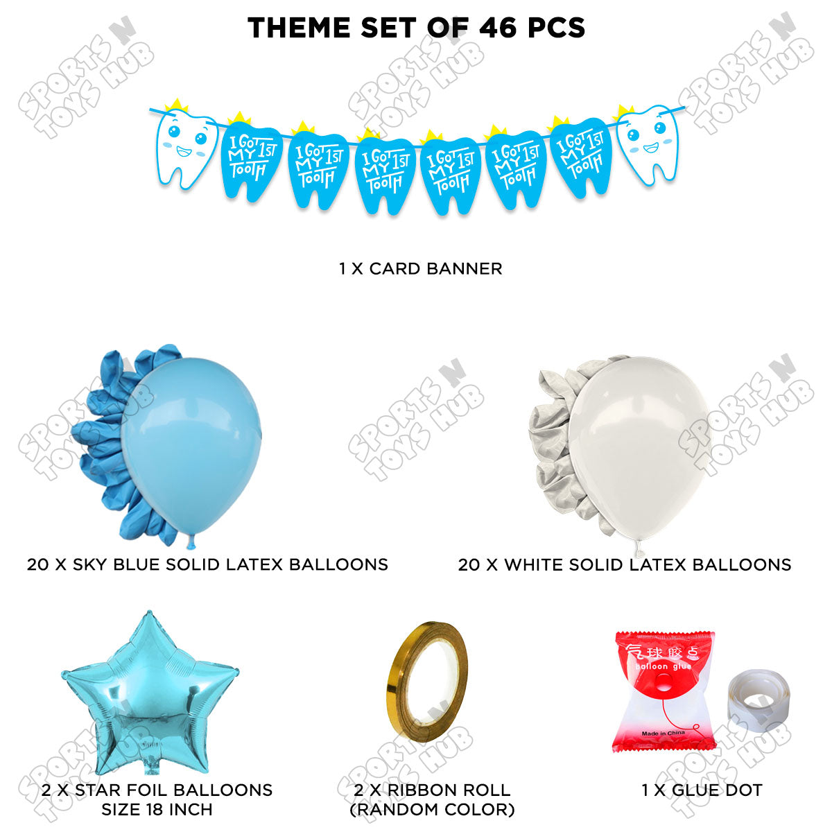 I Got My First Tooth Card Banner Garland Theme - Blue