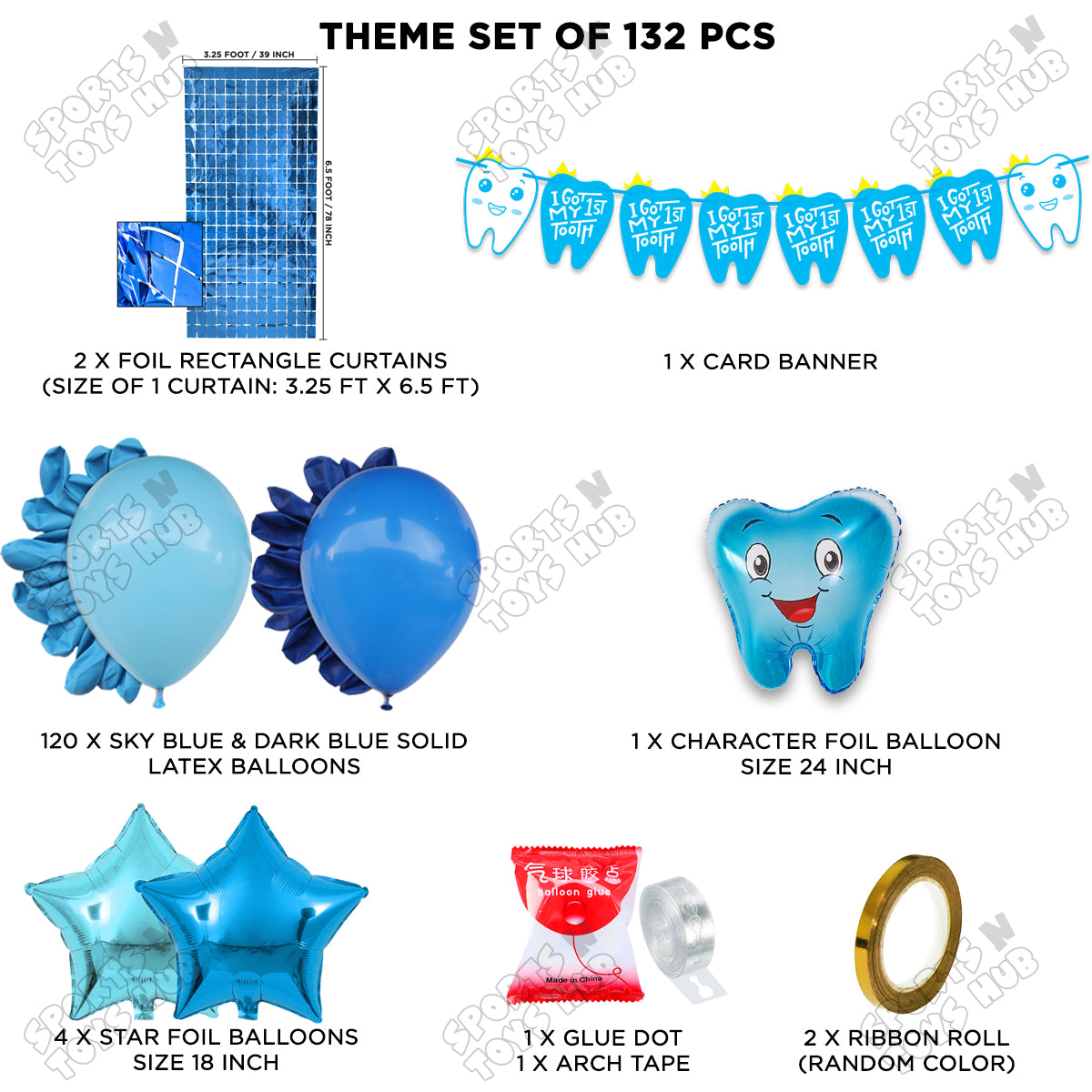 I Got My First Tooth Card Banner Arch Theme - Blue