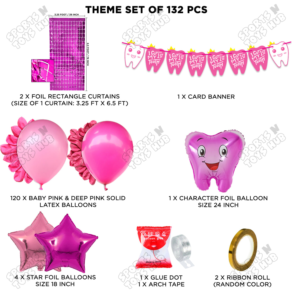 I Got My First Tooth Card Banner Arch Theme - Pink
