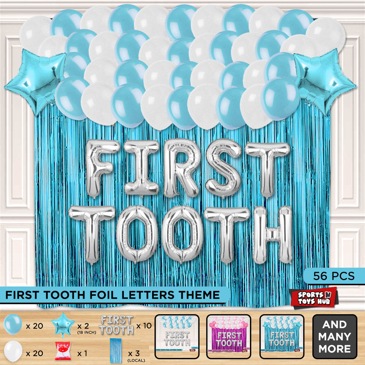 First Tooth Foil Letters Theme With Curtain