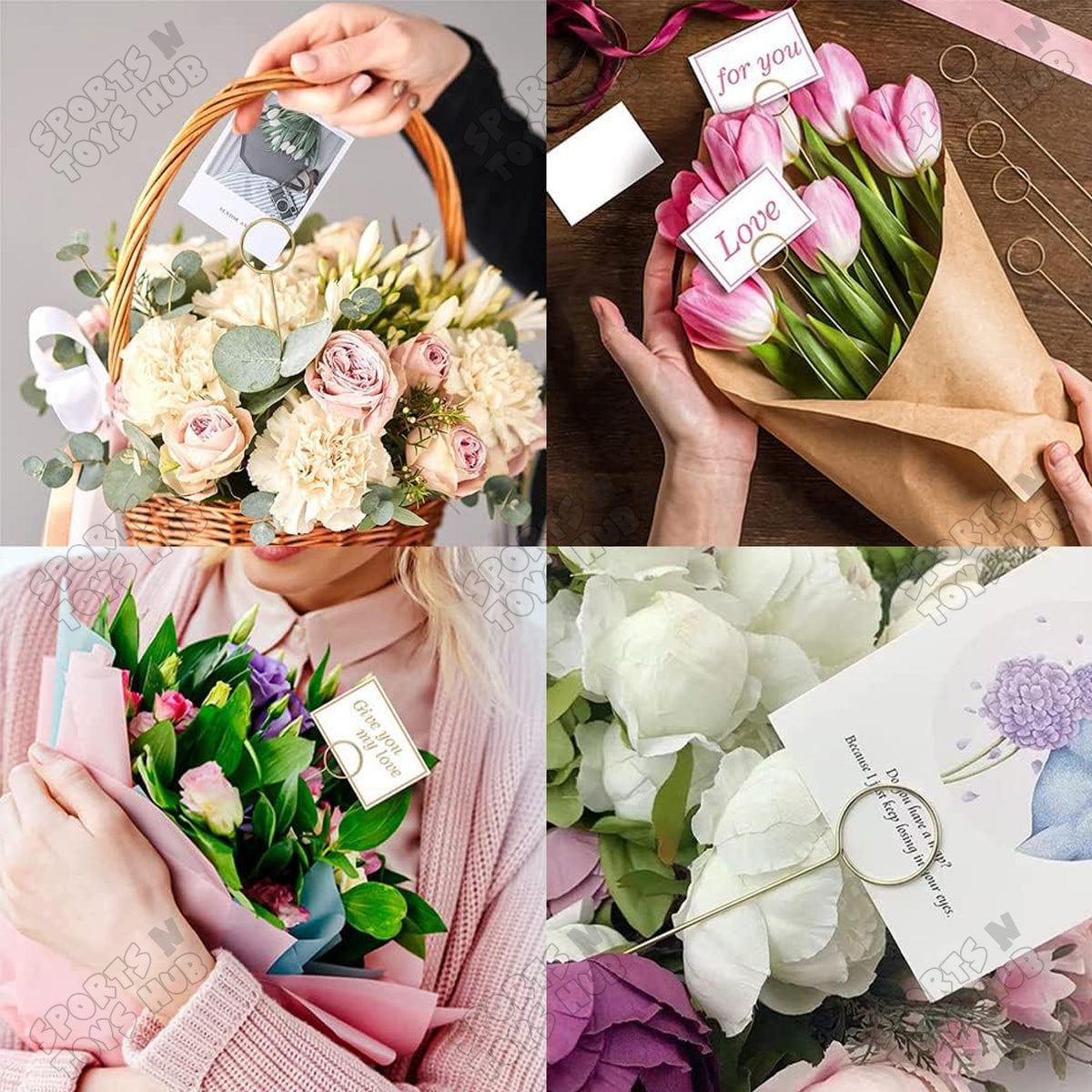 Metal Floral Star Shape Place Card Holders - Pack Of 10