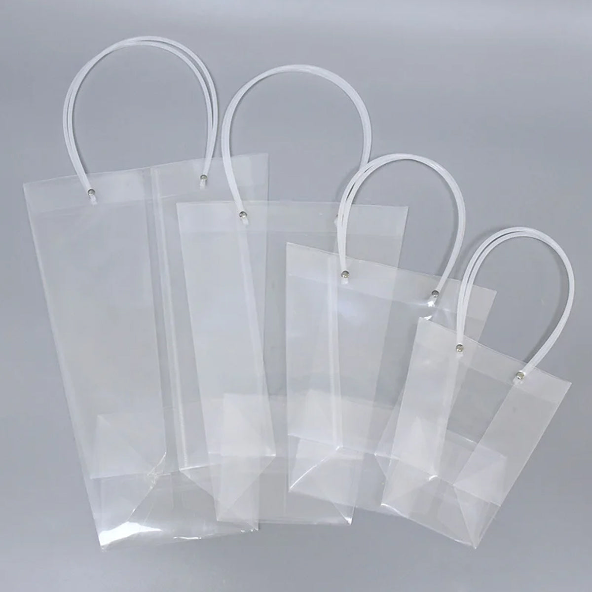 Transparent PVC Flower Bouquet Tote Bags with Long Pipe Handles – Pack of 1