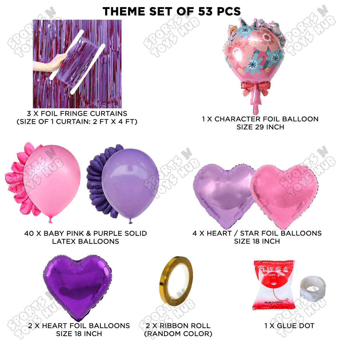 Happy Mothers Day With Flower Bouquet Pink & Lavender Purple Color Foil Balloon Set Theme Collection