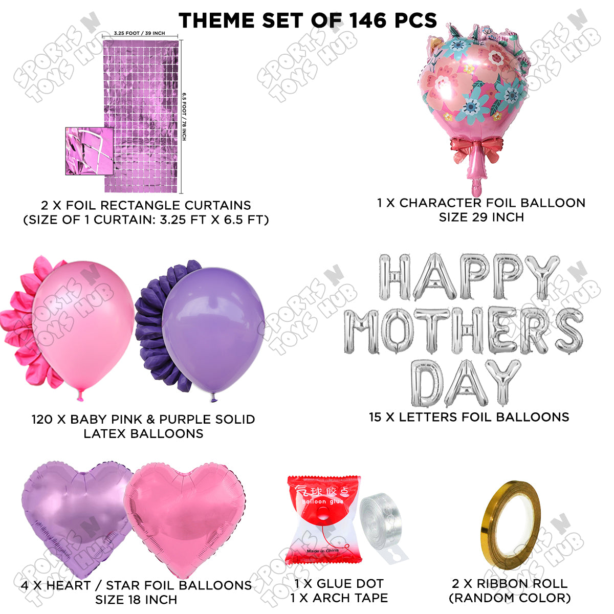 Happy Mothers Day With Flower Bouquet Set Arch Theme