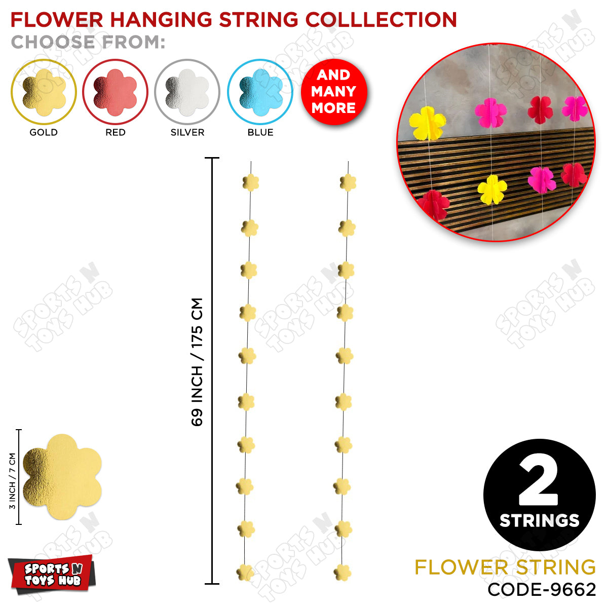 Flower Shape Hanging Strings - Pack Of 2