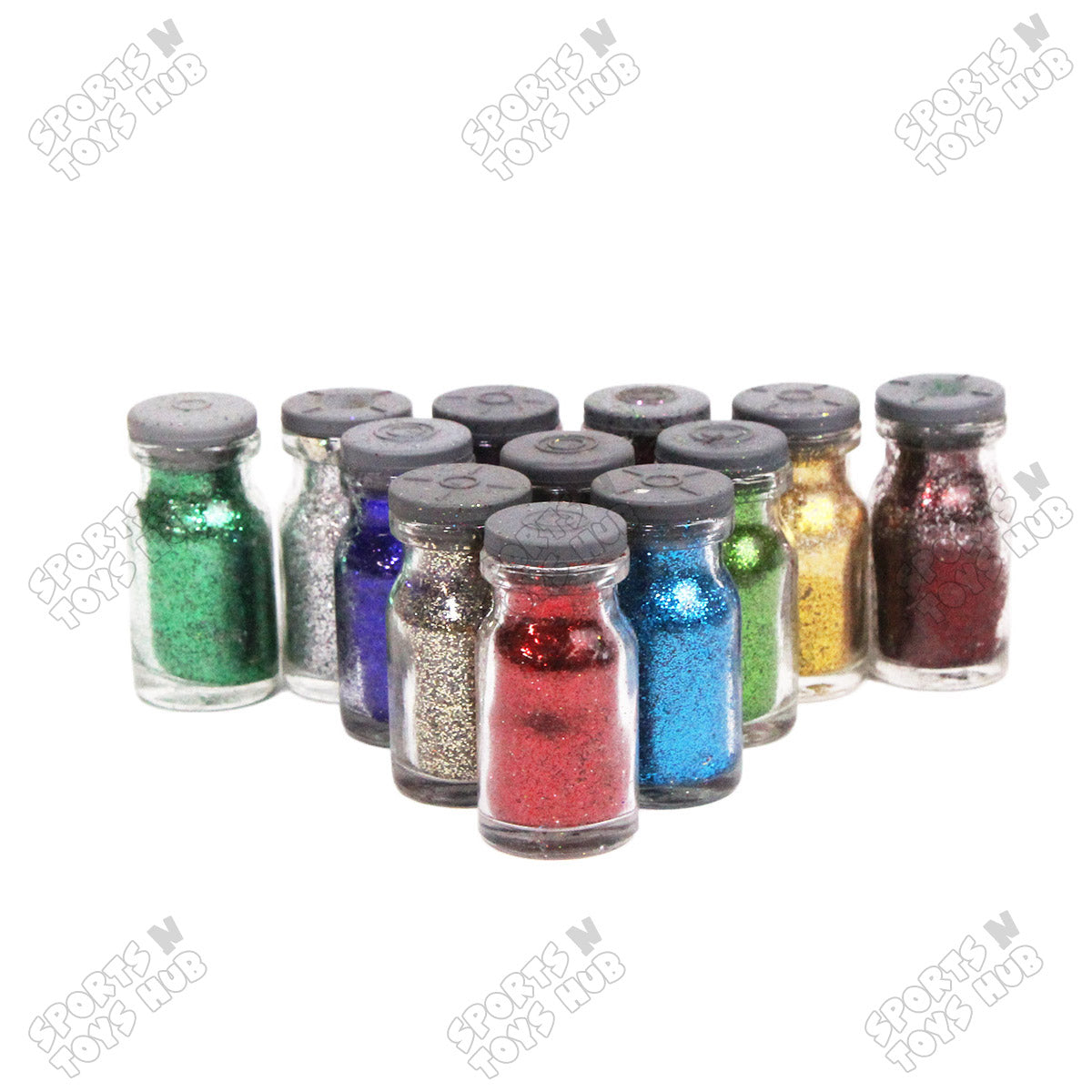 Multipurpose Dust Glitter Set, 12 Assorted Colors in Mini Glass Bottles, Slime & DIY Projects