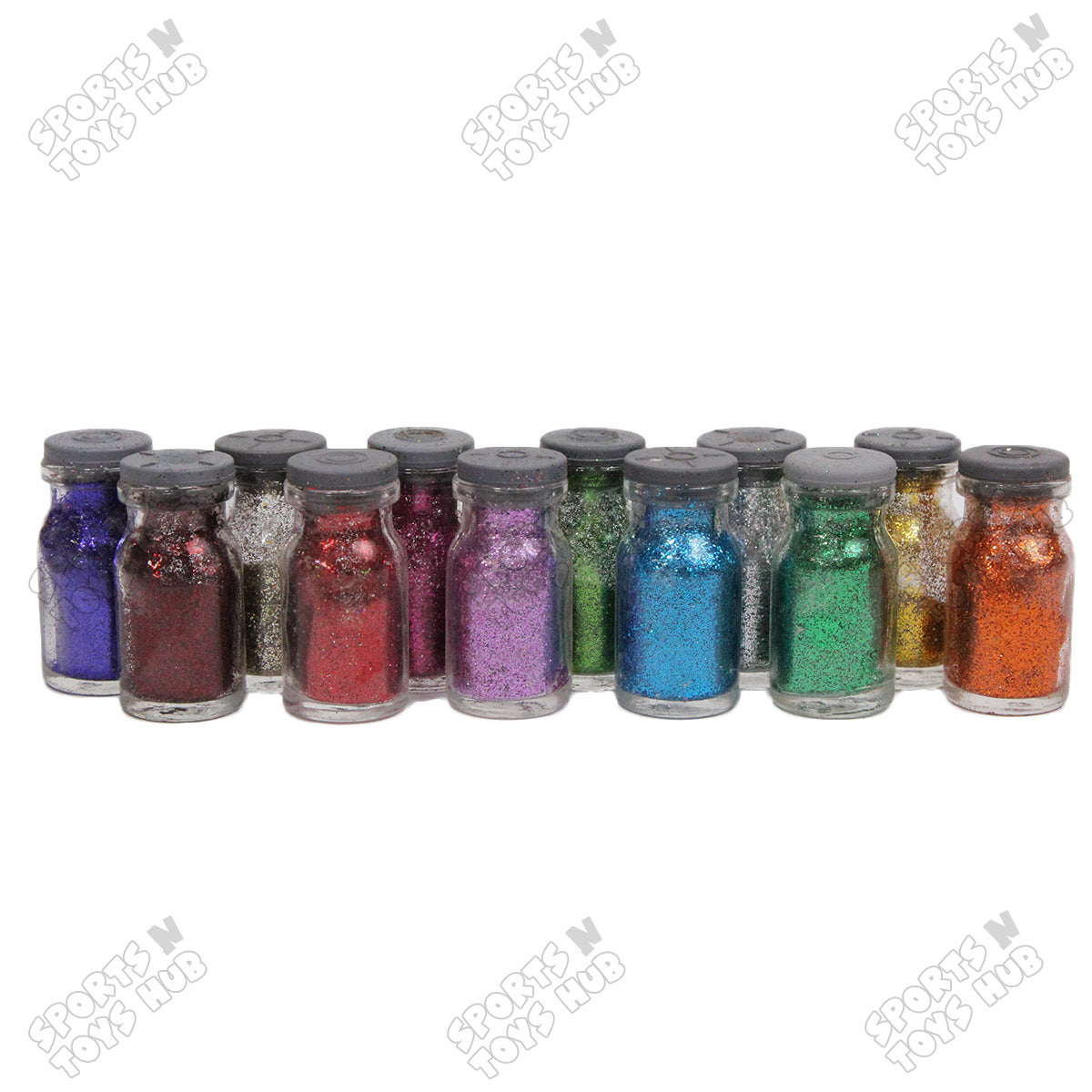 Multipurpose Dust Glitter Set, 12 Assorted Colors in Mini Glass Bottles, Slime & DIY Projects