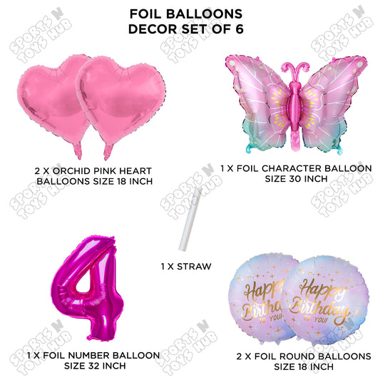 Gradient Pink & Blue Butterfly Pack Of 6 Foil Balloon Set