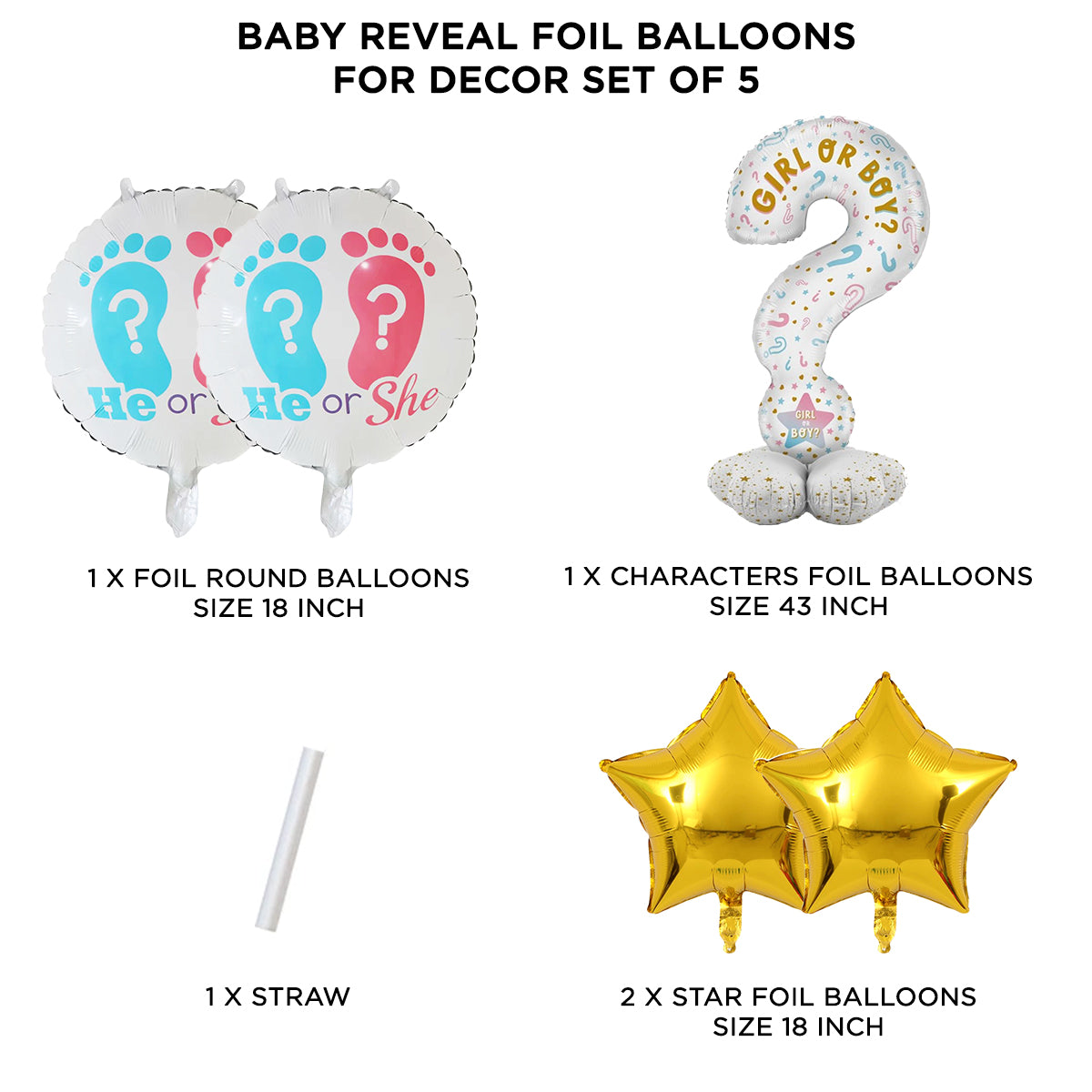 Gender Reveal Foil Balloon Set