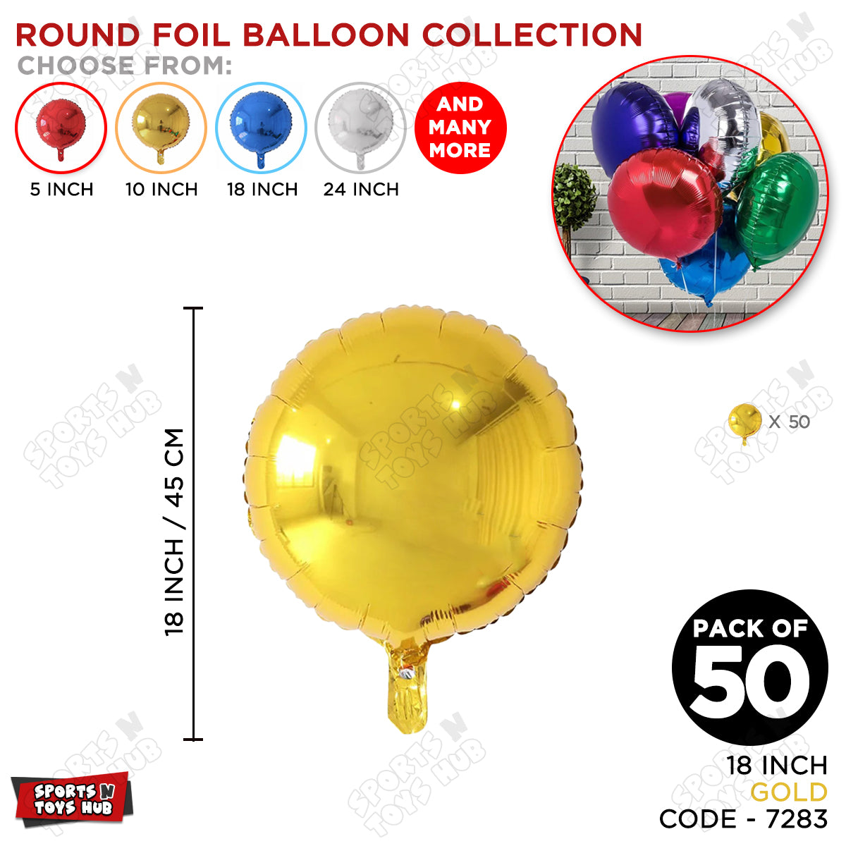 18 Inch - Gold Round Foil Balloon