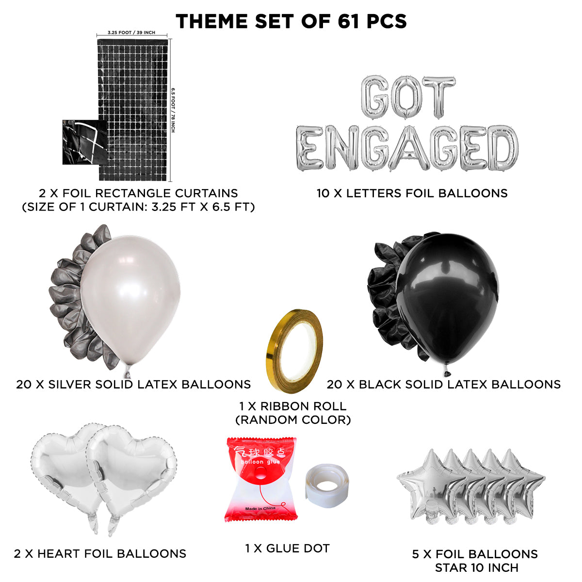 Got Engaged Letter Theme With Rectangle Curtain