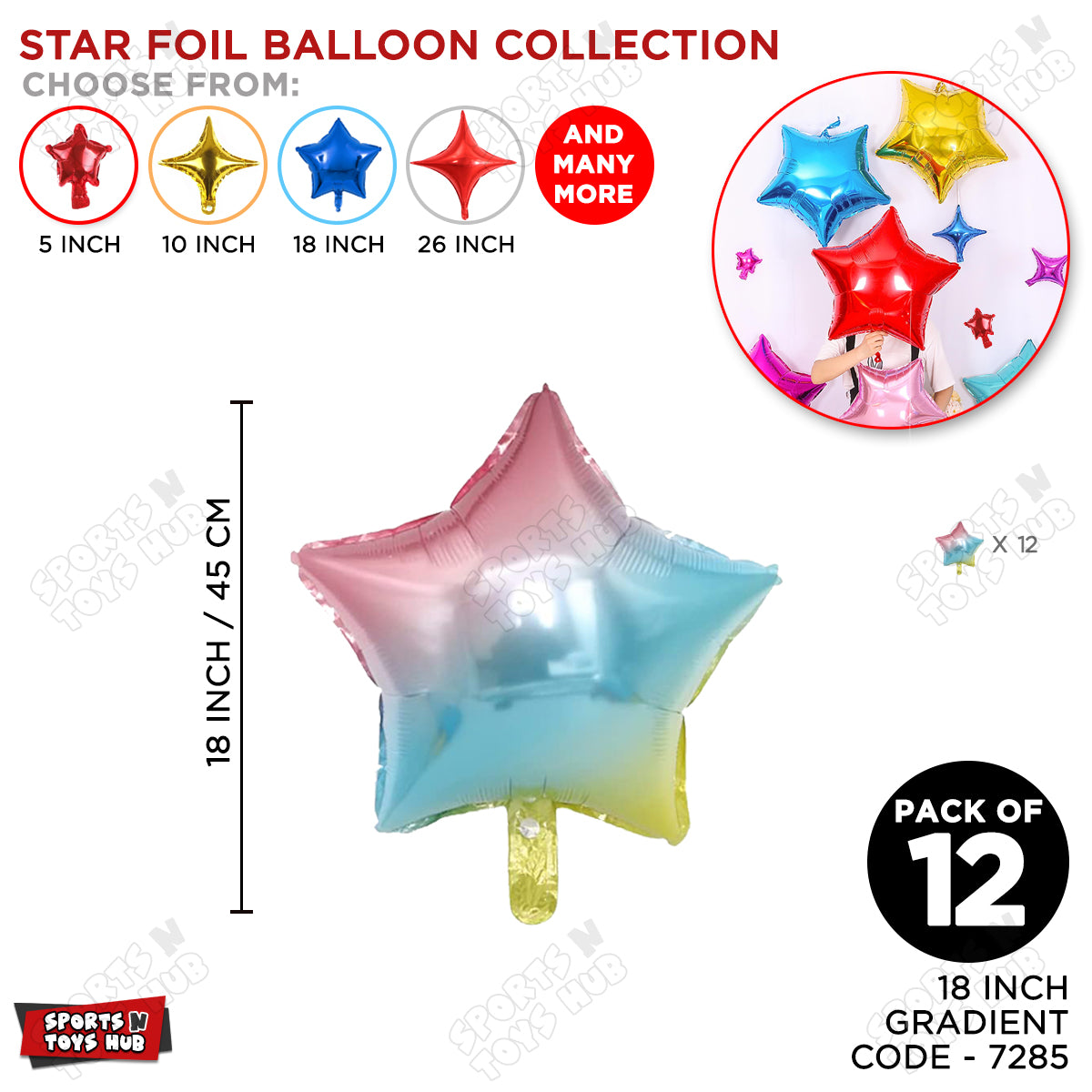 18 Inch - Gradient Color Star Foil Balloon