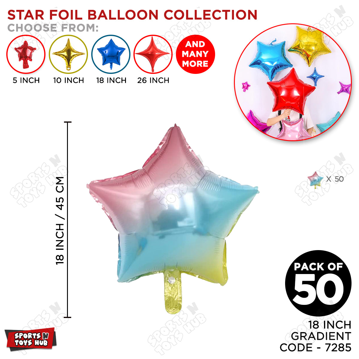 18 Inch - Gradient Color Star Foil Balloon