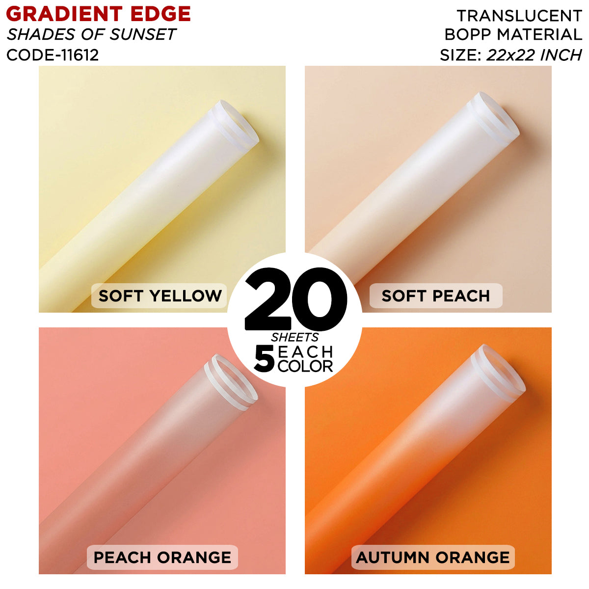 New Gradient Edge Solid to Clear with Dual Pin Lines Translucent Bouquet Wrapping Sheets