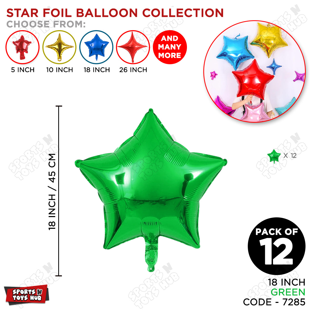 18 Inch - Green Star Foil Balloon
