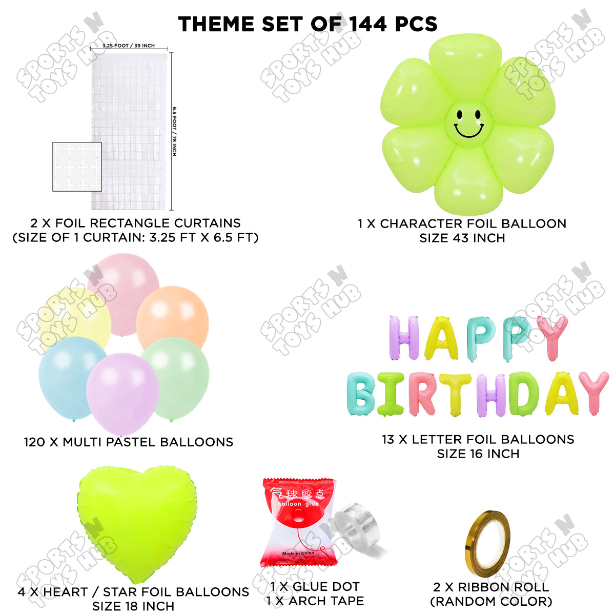 Jumbo Green Smiley Flower Foil Letter Arch Theme Collection