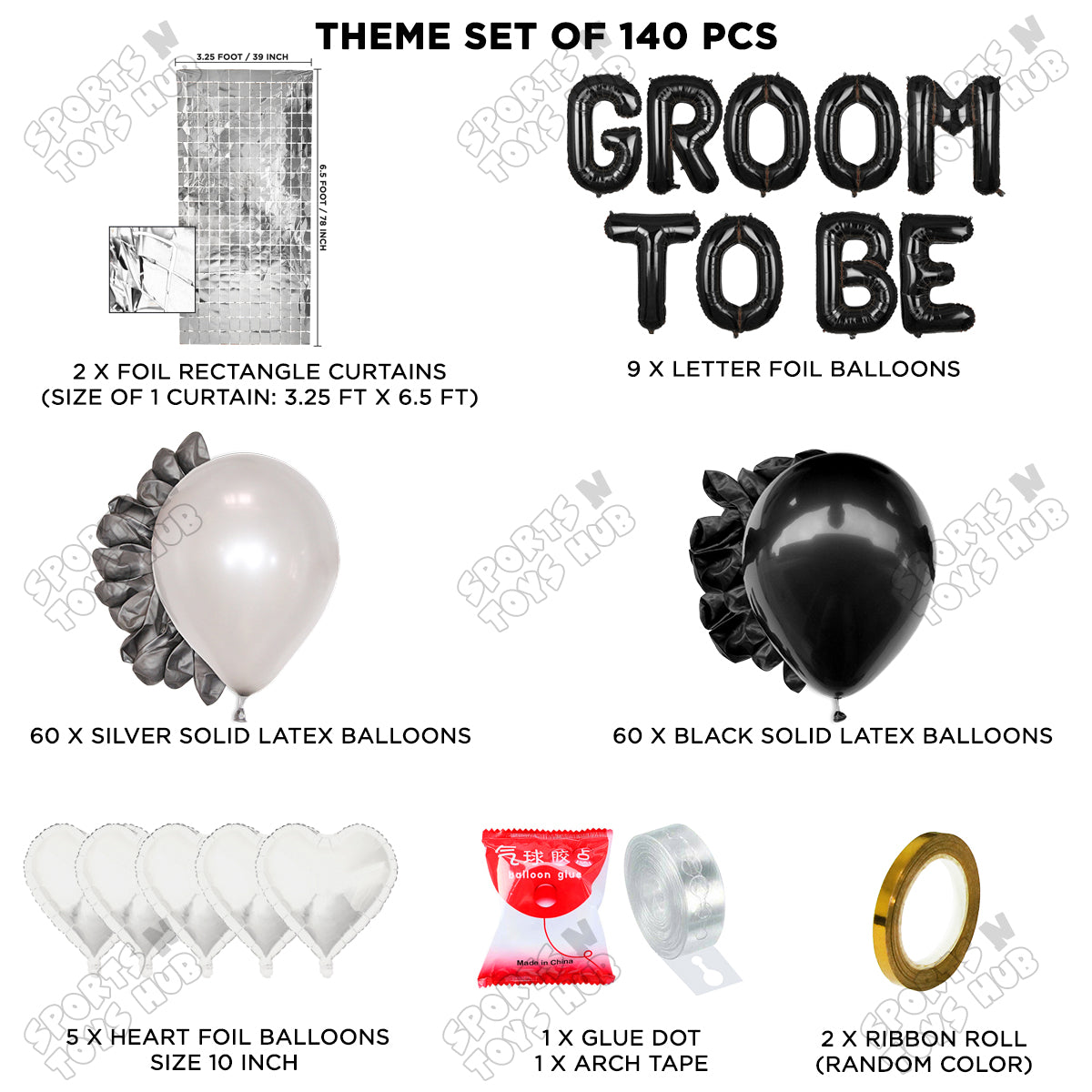 Groom To Be Foil Letter Theme Collection - Black & Silver