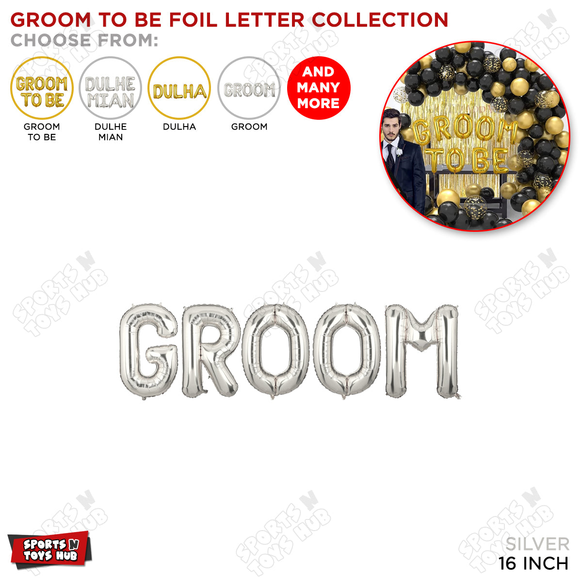 Groom to Be Silver Foil Letter Collection