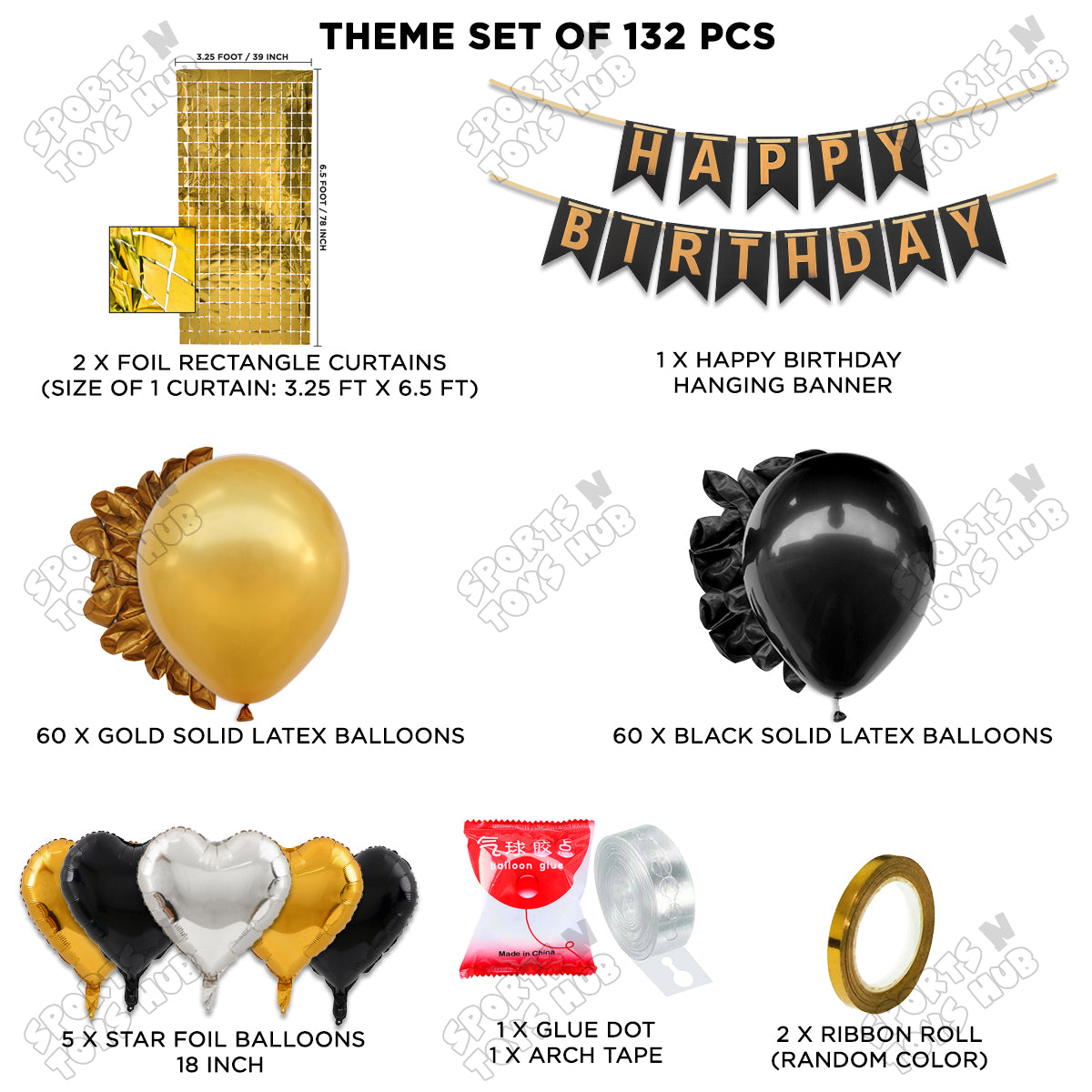 Happy Birthday Card Banner Theme - Black & Gold