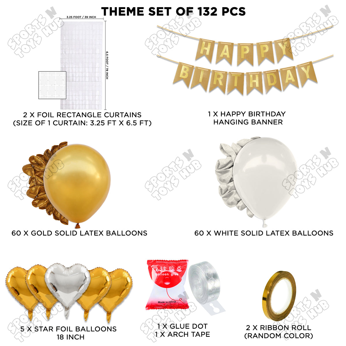 Happy Birthday Card Banner Theme - Gold & White