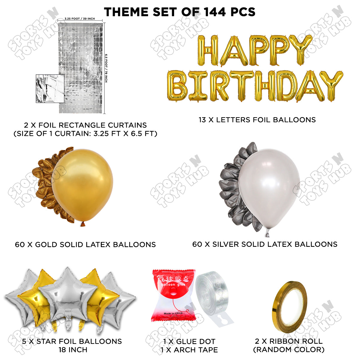 Happy Birthday Foil Letter Theme - Gold & Silver