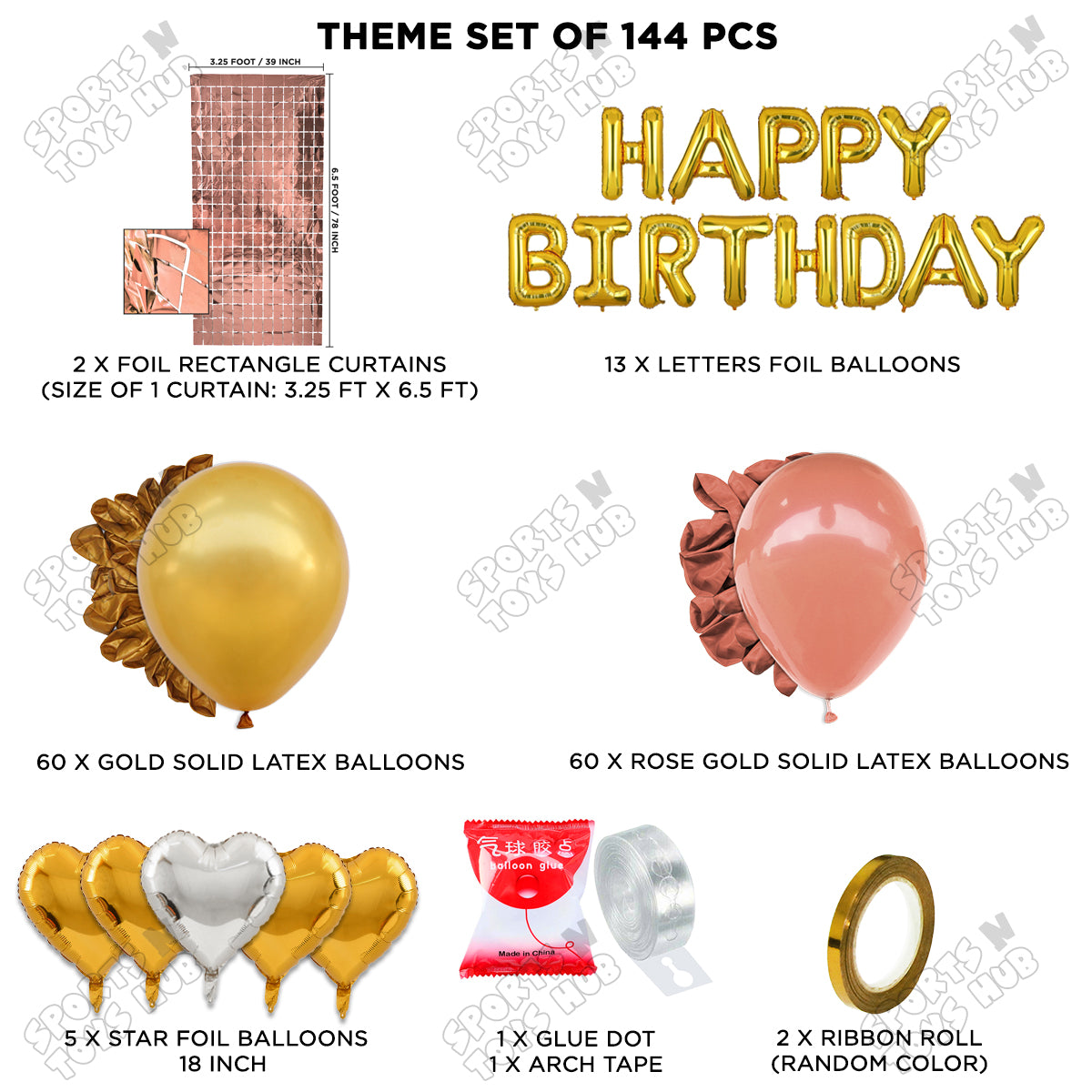 Happy Birthday Foil Letter Theme - Gold & Rose Gold