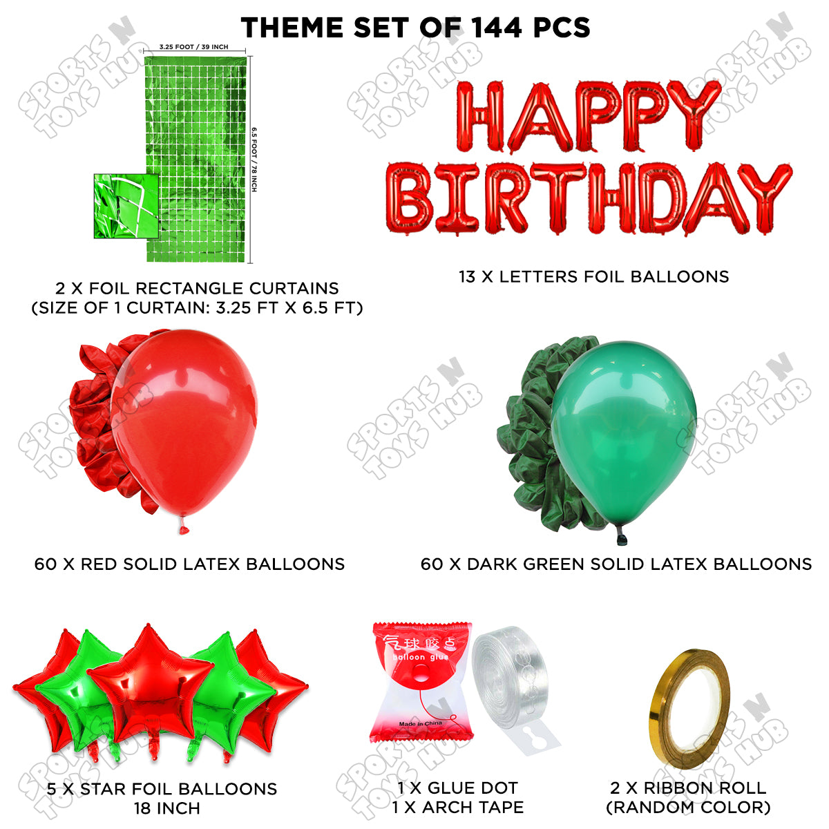 Happy Birthday Foil Letter Theme - Red & Green