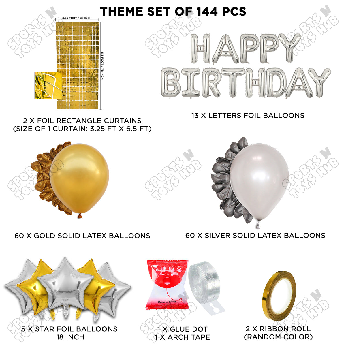 Happy Birthday Foil Letter Theme - Silver & Gold