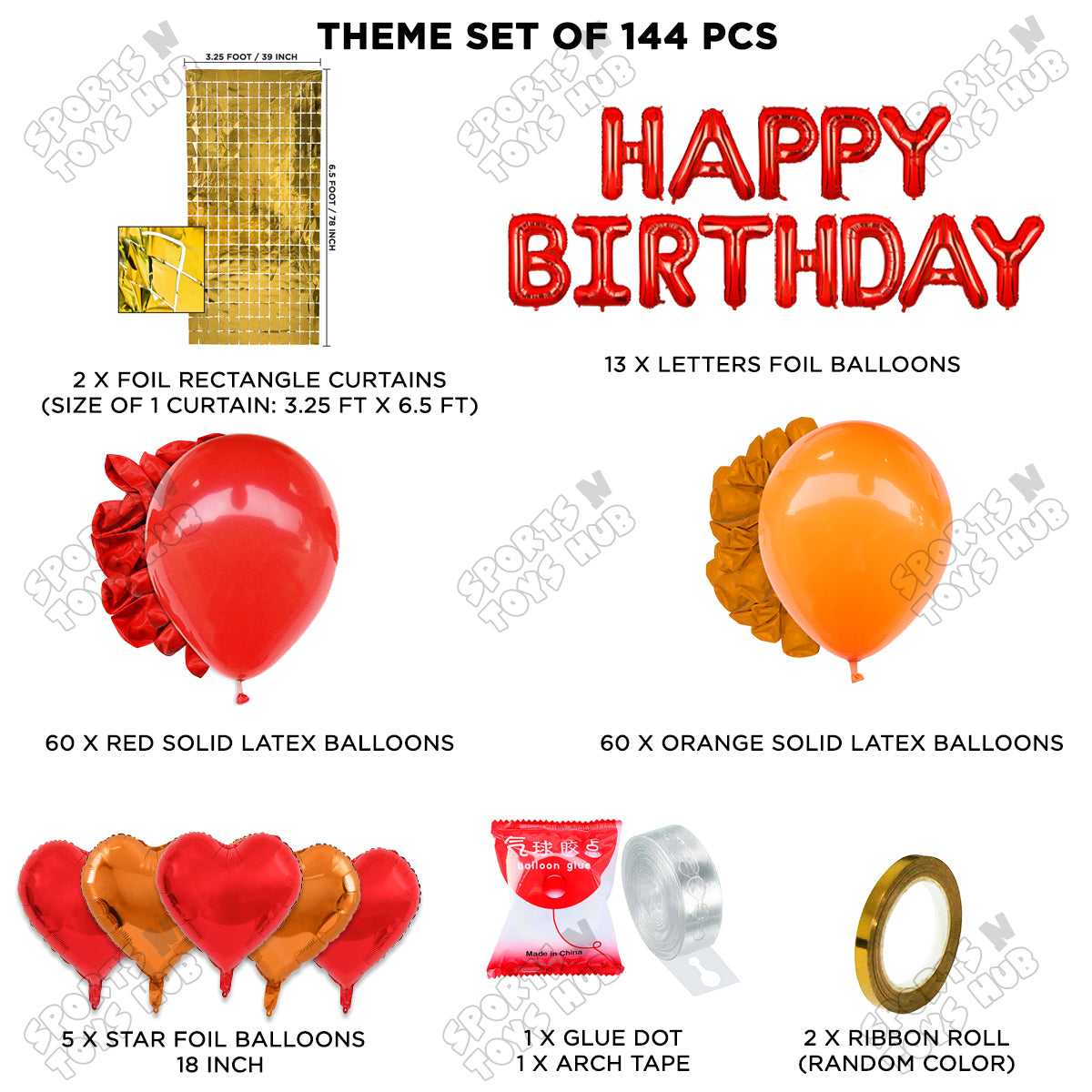 Happy Birthday Foil Letter Theme - Red & Orange