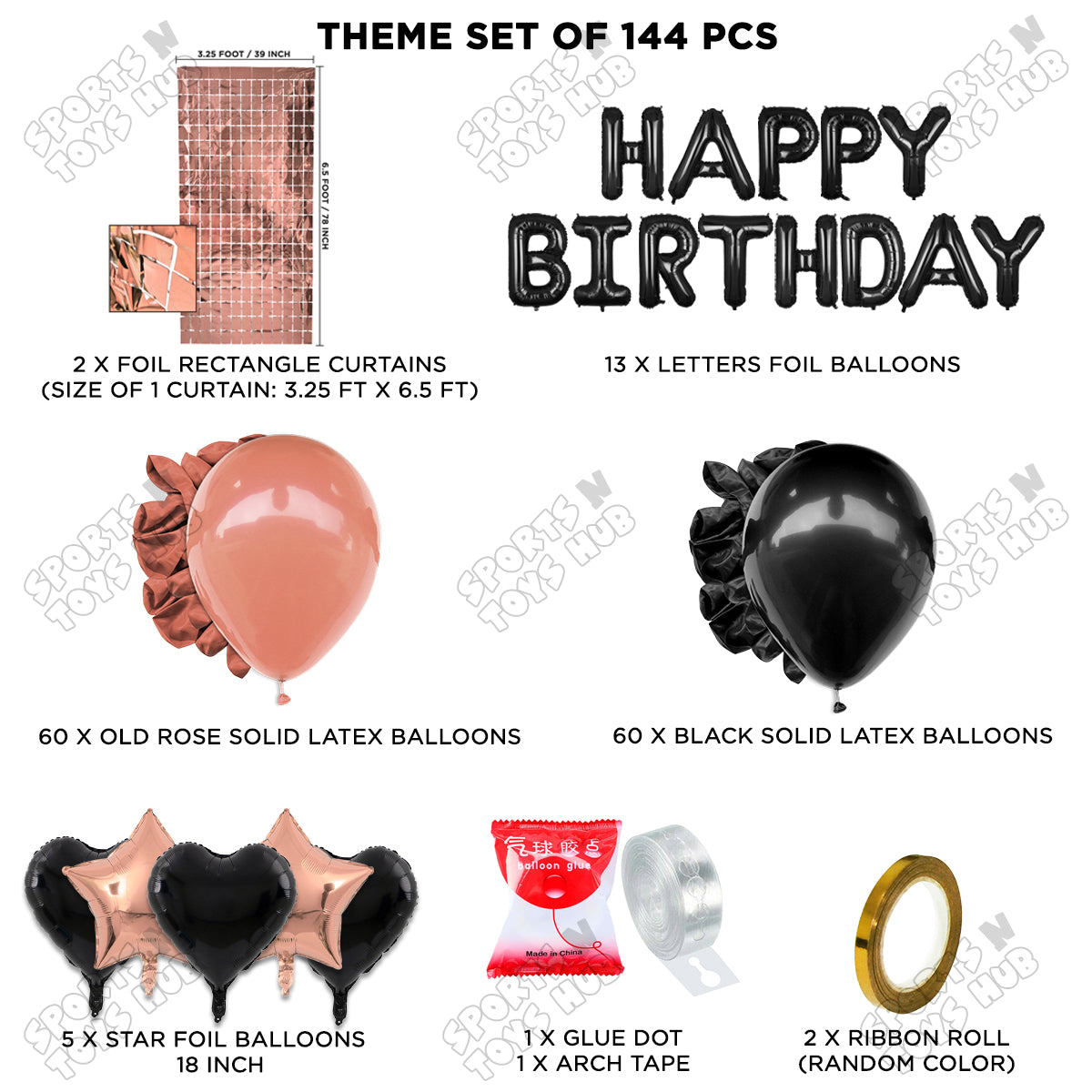 Happy Birthday Foil Letter Theme - Black & Rose Gold