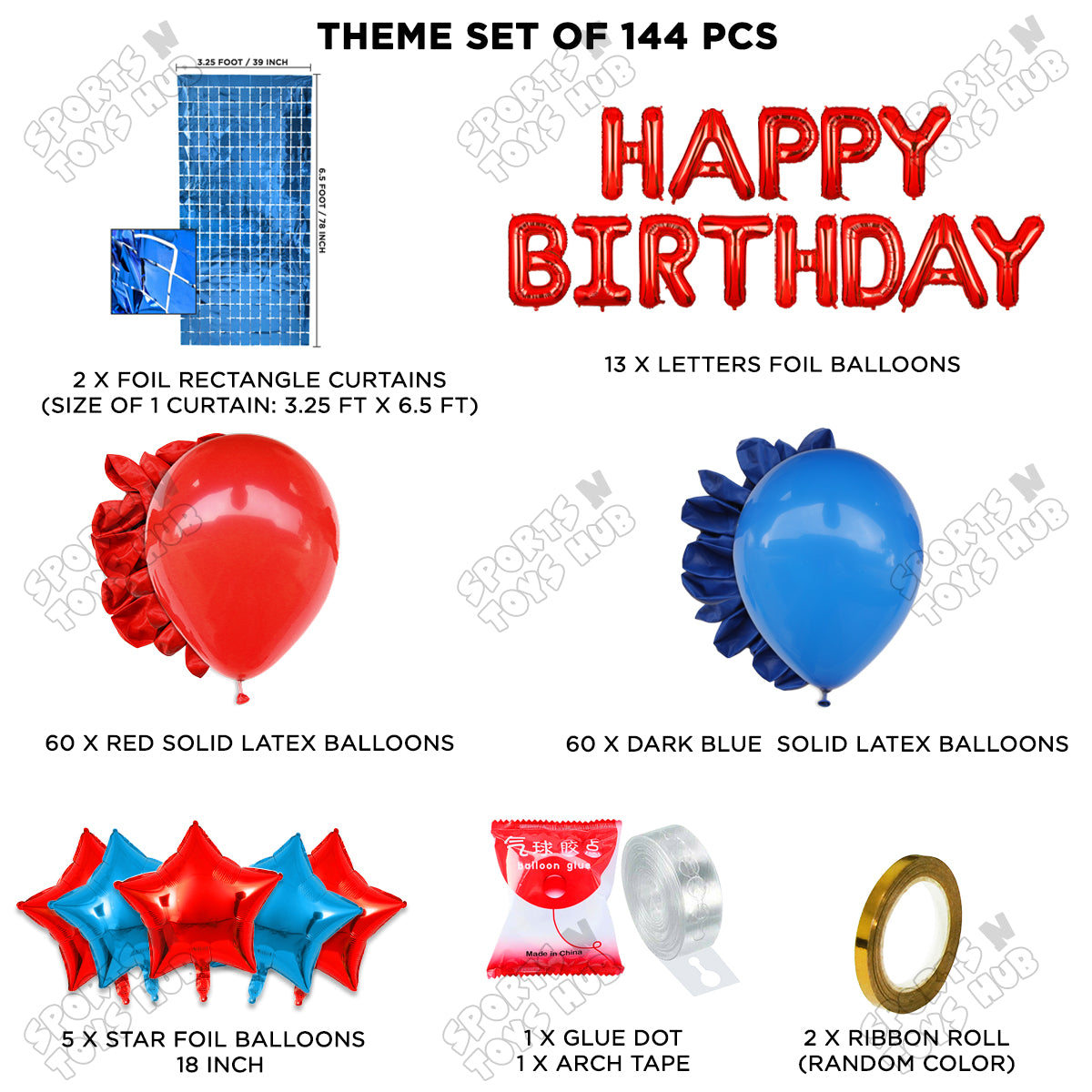Happy Birthday Foil Letter Theme - Red & Dark Blue