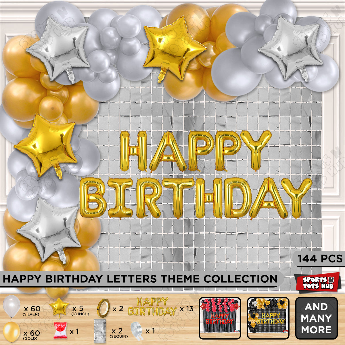 Happy Birthday Foil Letter Theme - Gold & Silver