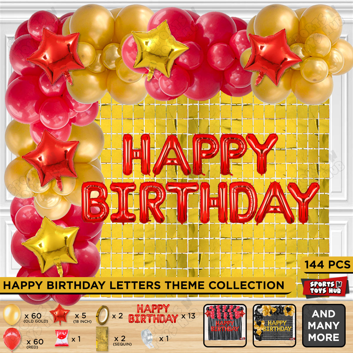 Happy Birthday Foil Letter Theme - Red & Gold