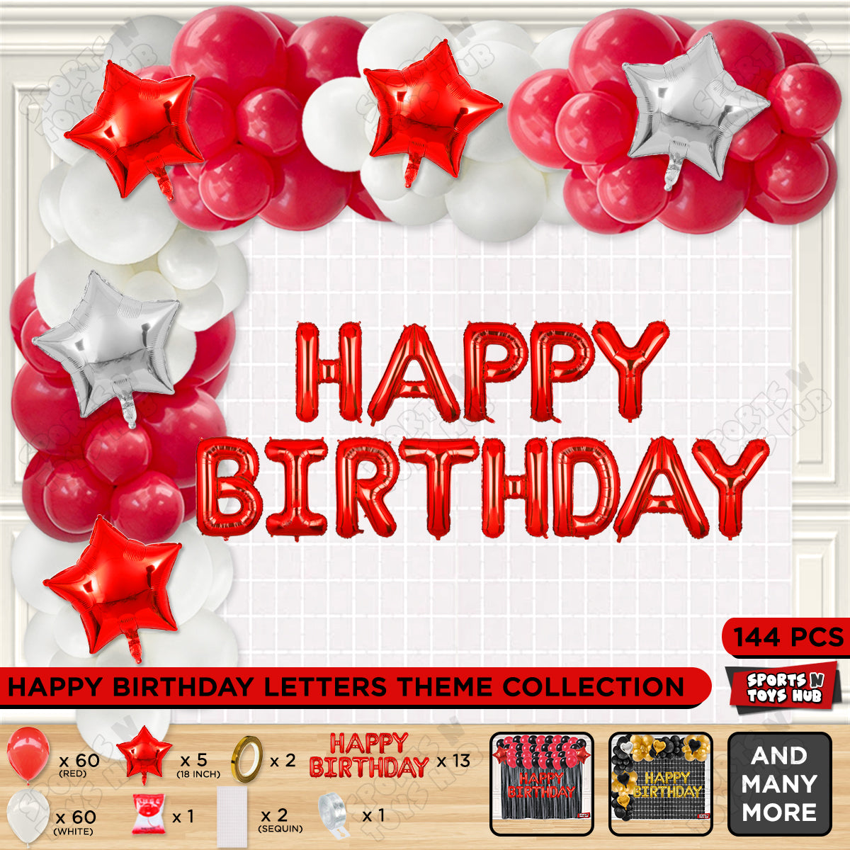 Happy Birthday Foil Letter Theme - Red & White