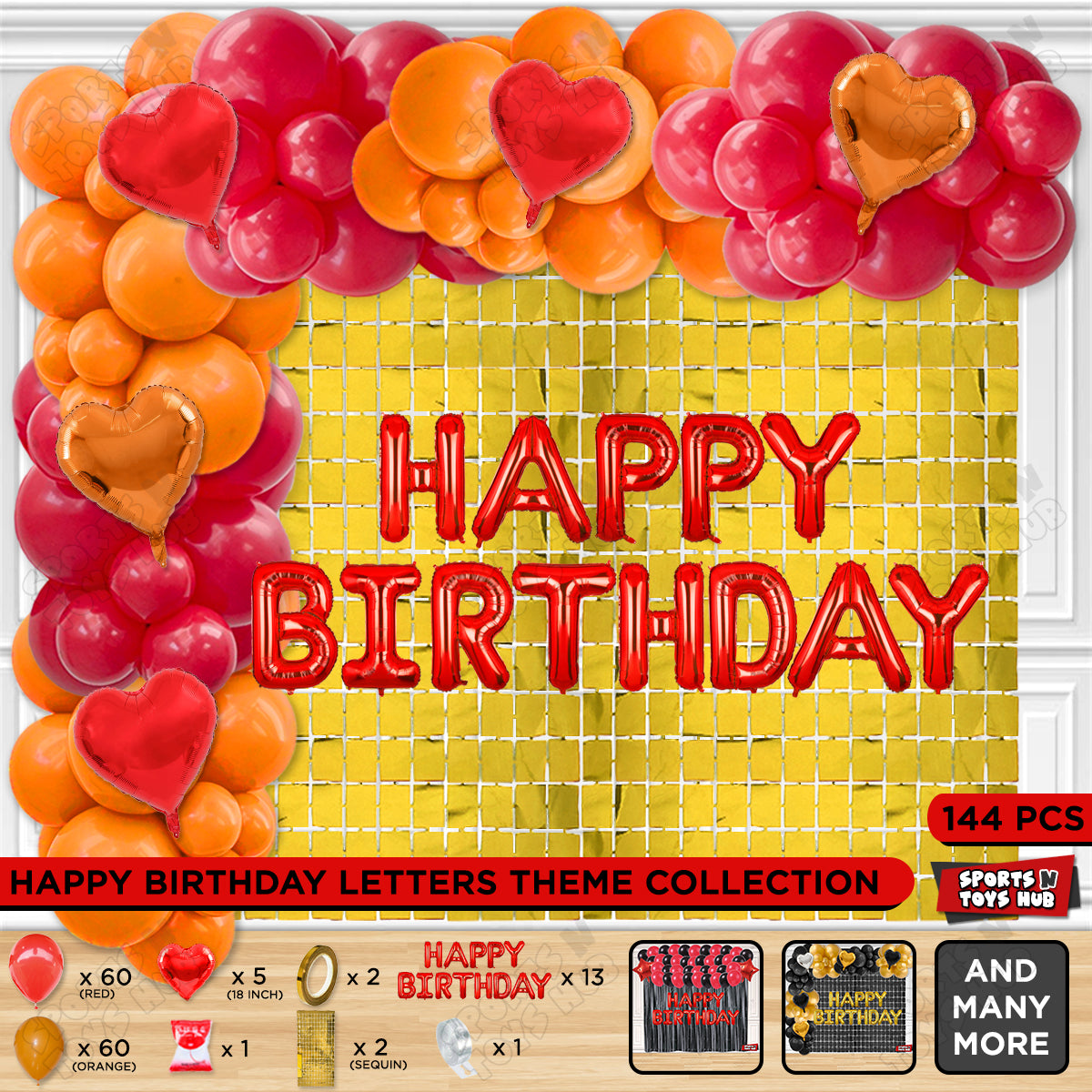 Happy Birthday Foil Letter Theme - Red & Orange