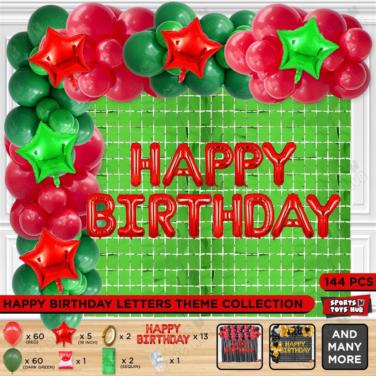 Happy Birthday Foil Letter Theme - Red & Green