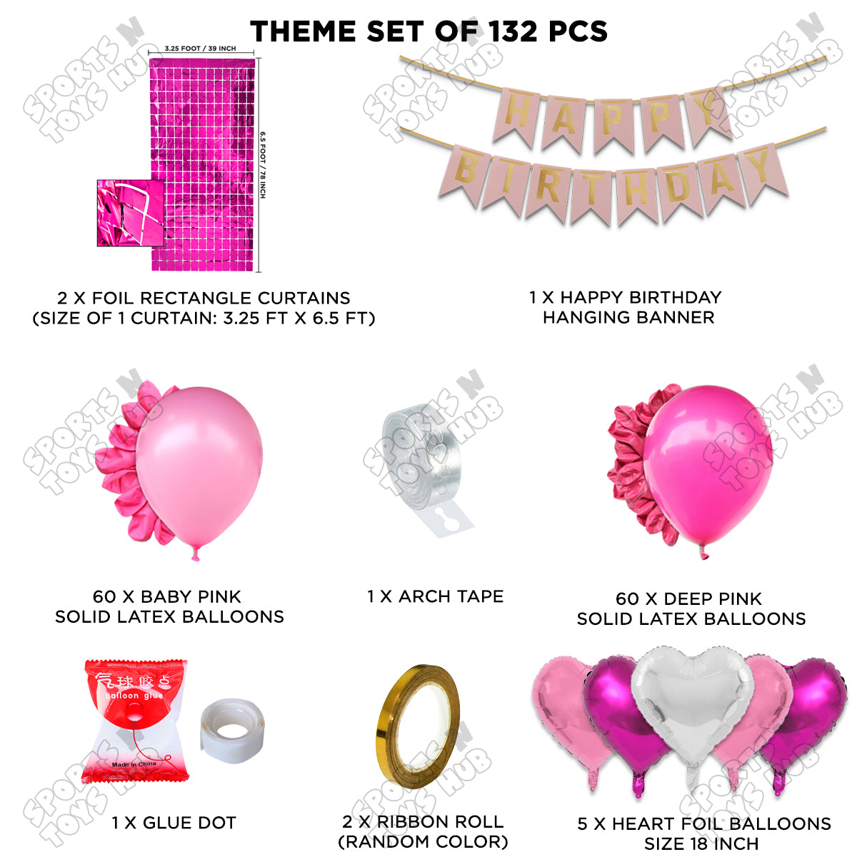 Happy Birthday Card Banner Theme - Baby Pink & Deep Pink