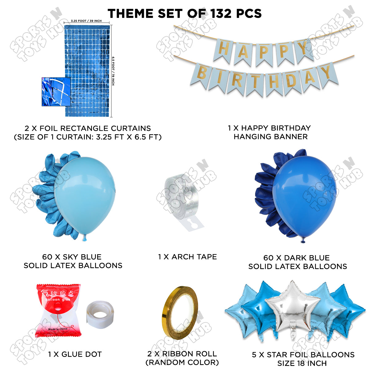 Happy Birthday Card Banner Theme - Sky Blue & Dark Blue