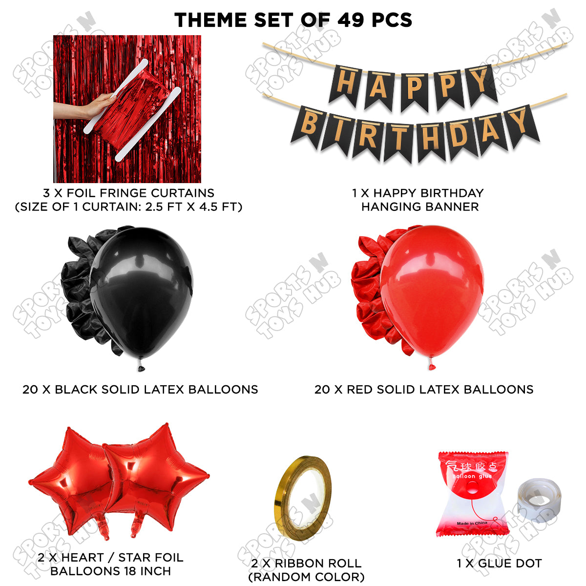 Happy Birthday Card Banner Theme - Black & Red