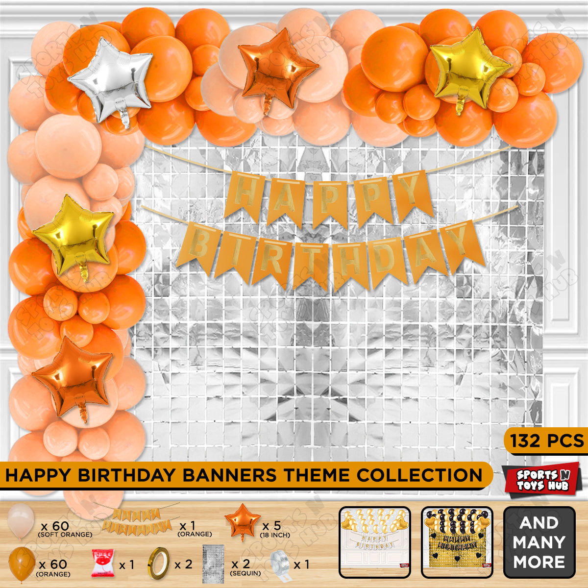 Happy Birthday Card Banner Theme - Orange & Soft Orange